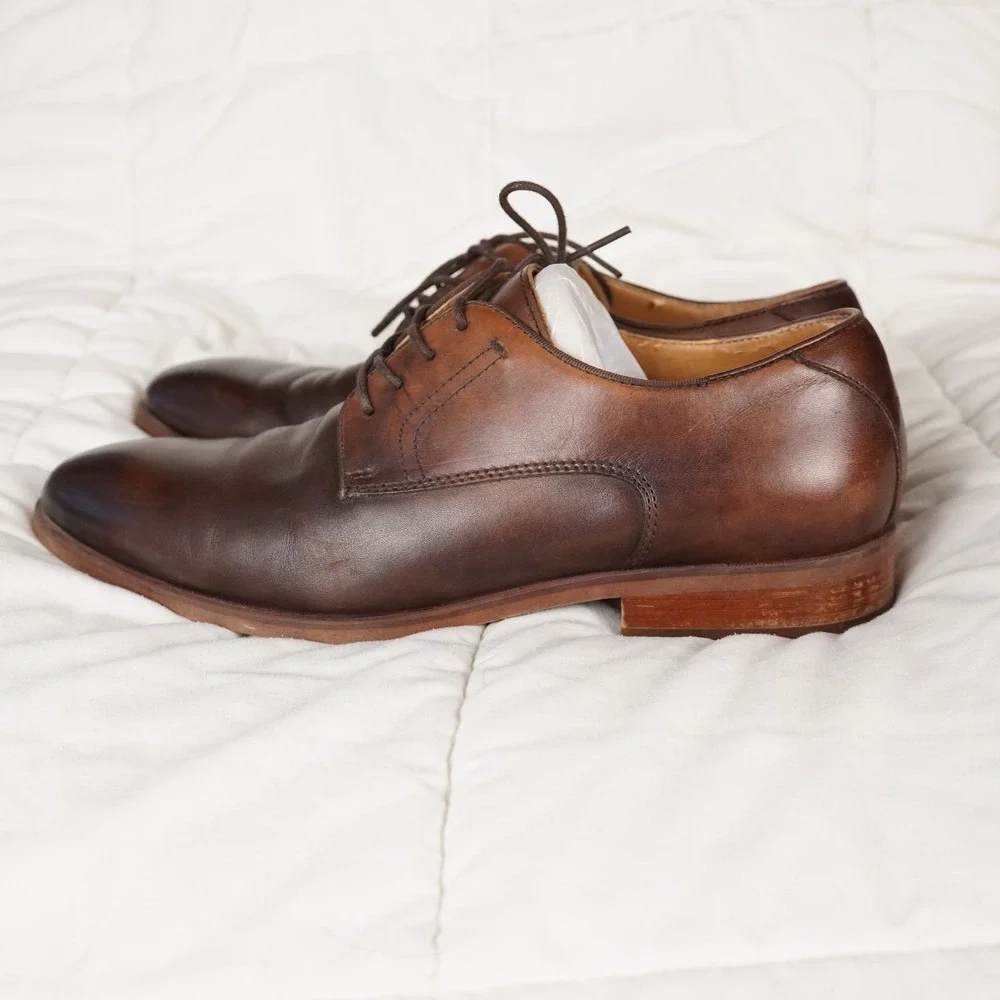 Aldo Derby Shoes Men 10 Brown Leather Lace Up Dress Professional Burnished
